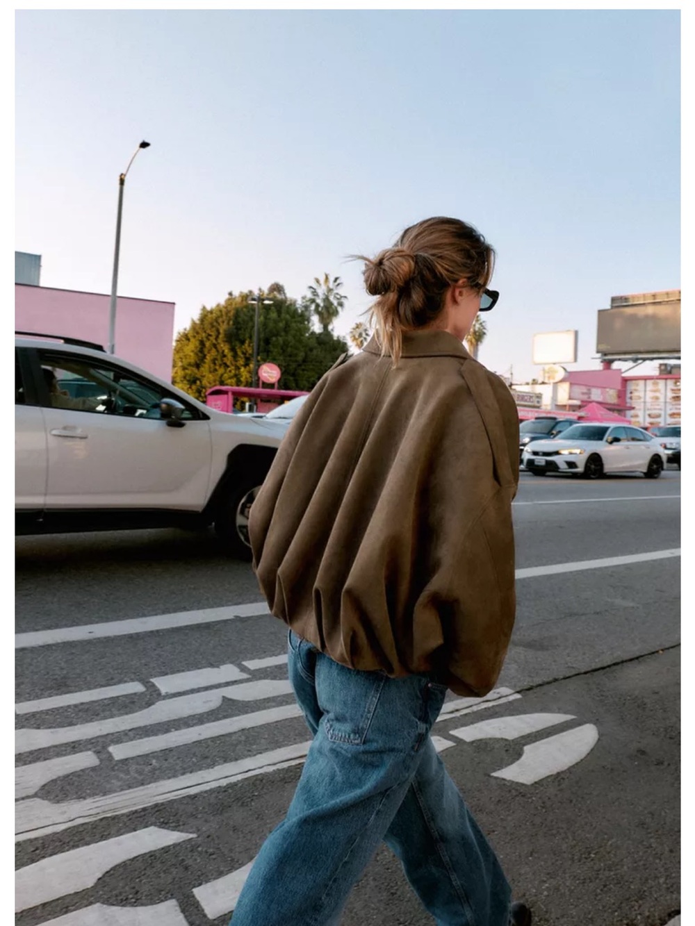 Zara Suede Effect Brown Bomber Jacket - Picture 2 of 8